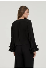 ΓΥΝΑΙΚΕΙΑ ΜΑΥΡΗ ΜΠΛΟΥΖΑ ΜΕ ΒΟΛΑΝ ΣΤΑ ΜΑΝΙΚΙΑ 